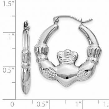 1-Inch Claddagh Hoop Earrings in 14K White Gold 3