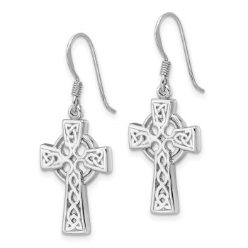 Silver Celtic Dangle Cross Earrings 2