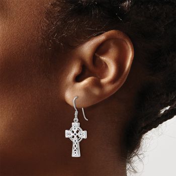 Silver Celtic Dangle Cross Earrings 4
