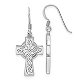 Silver Celtic Dangle Cross Earrings