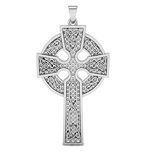 Handmade Platinum Trinity Men's Celtic Cross Pendant