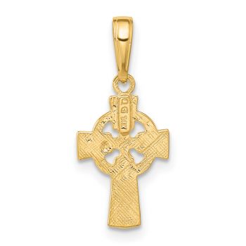 Small 14K Gold Women's Eternity Circle Celtic Cross Pendant 3