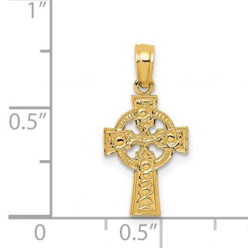 Small 14K Gold Women's Eternity Circle Celtic Cross Pendant 4