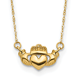 14K Gold Claddagh Necklace for Women