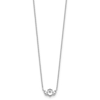 14K White Gold Claddagh Necklace 2