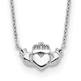 14K White Gold Claddagh Necklace