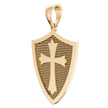 Armor of God Cross Shield Pendant in 14K Gold 2