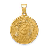 Jesus Christ Face Medallion Pendant - 14K Gold