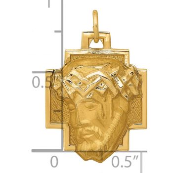 Tiny 14K Gold Jesus Head Cross Medallion Charm Pendant 3