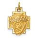 Tiny 14K Gold Jesus Head Cross Medallion Charm Pendant