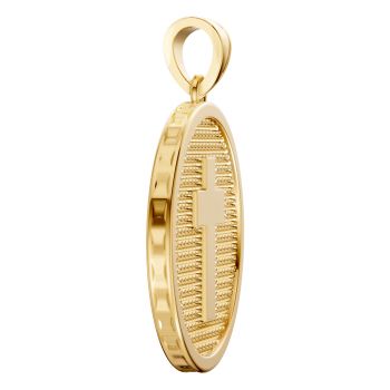 14K Gold Large Cross Disc Medallion Pendant 5