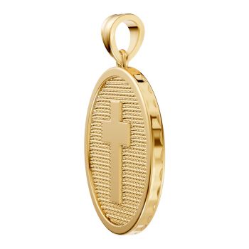 14K Gold Large Cross Disc Medallion Pendant 3
