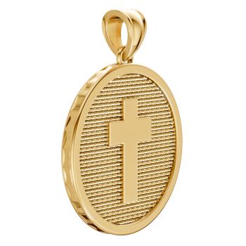 14K Gold Large Cross Disc Medallion Pendant 2