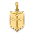 14K Gold Cross Shield Pendant for Women