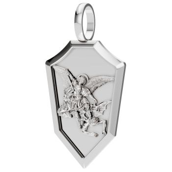 Platinum St Michael Defeating Satan Pendant 2