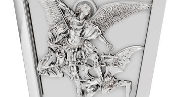 Platinum St Michael Defeating Satan Pendant 4