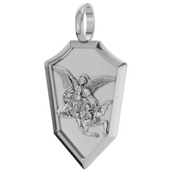 14K White Gold Saint Michael Defeating Satan Pendant 2