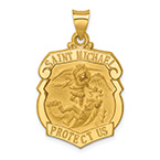 14K Gold Saint Michael Shield Pendant