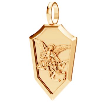 22K Gold St Michael Defeating Satan Shield Pendant 2