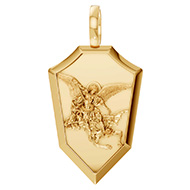 22K Gold St Michael Defeating Satan Shield Pendant