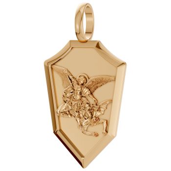 22K Gold St Michael Defeating Satan Shield Pendant 2