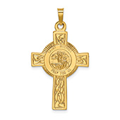 14K Gold Saint Michael Cross Pendant