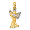 14K Gold Two-Tone Angel Playing Harp Pendant