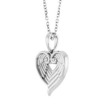 14K White Gold Angel Wings Heart Necklace 2