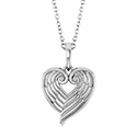 14K White Gold Angel Wings Heart Necklace
