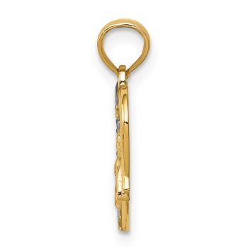 14K Gold Two-Tone Angel with Star Heart Pendant 2