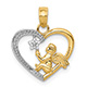 14K Gold Two-Tone Angel with Star Heart Pendant
