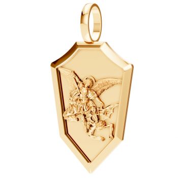 Archangel St Michael Defeating Satan Pendant in 14K Gold 2