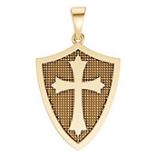 Armor of God Cross Shield Pendant in 14K Gold