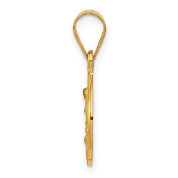 18K Gold Brushed Guardian Angel Medal Pendant 2