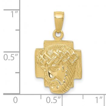 Christ's Passion 10K Gold Jesus Head Cross Medallion Pendant 4