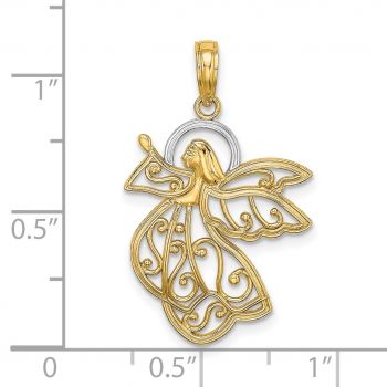 14K Gold Two-Tone Ethereal Angel Pendant 4