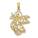 14K Gold Two-Tone Ethereal Angel Pendant