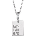 14K White Gold Faith Over Fear Diamond Necklace