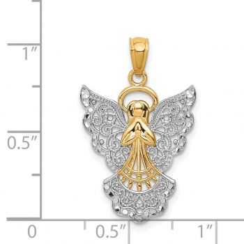 14K Gold Two-Tone Filigree Angel Pendant 3