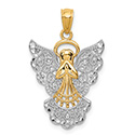 14K Gold Two-Tone Filigree Angel Pendant