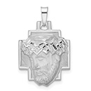 14K White Gold Jesus Christ Head Pendant