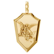 Archangel St Michael Defeating Satan Pendant in 14K Gold