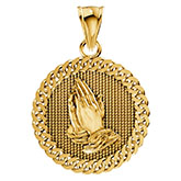 Praying Hands Medallion Pendant for Men with Link Chain Design