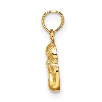 14K Gold Angel Pendant with White Rhodium Wing 2
