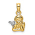 14K Gold Angel Pendant with White Rhodium Wing