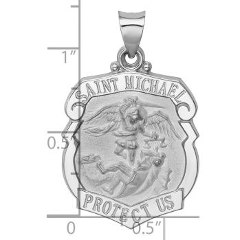 14K White Gold Saint Michael Shield Pendant 3