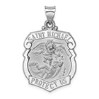 14K White Gold Saint Michael Shield Pendant