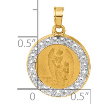 Small 14K Gold Two-Tone Guardian Angel Medal Pendant 4