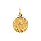 Small Renaissance Angel Medal Pendant in 14K Gold