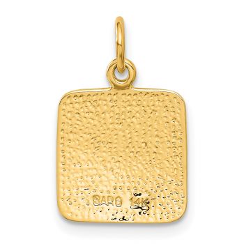 14K Gold Square Cherub Angel Pendant 3